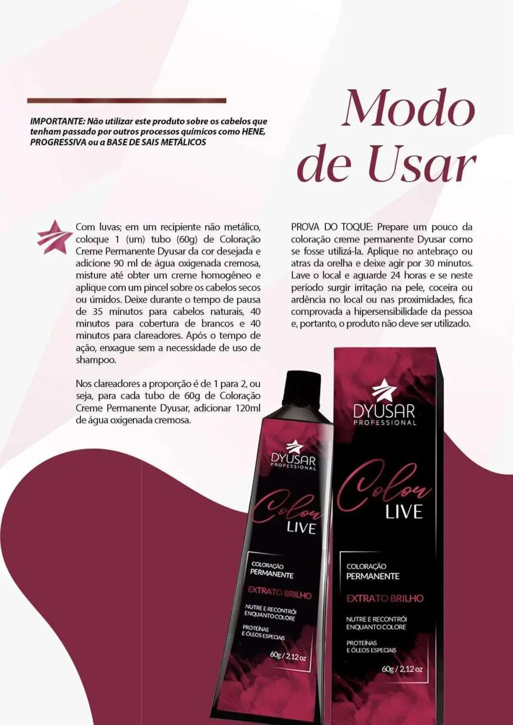Coloração Dyusar Color Live Natural 4-0 Castanho Médio mode de uso