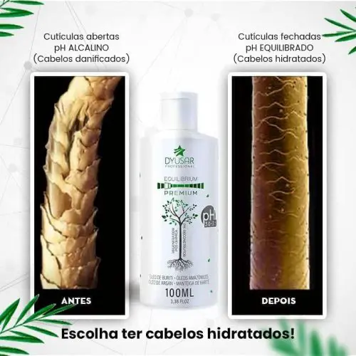 Fio de cabelo com uso do produto